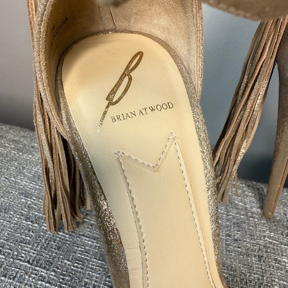 Brian Atwood B Tosca Fringe tassel gold heel sandal 7 - Picture 7 of 15